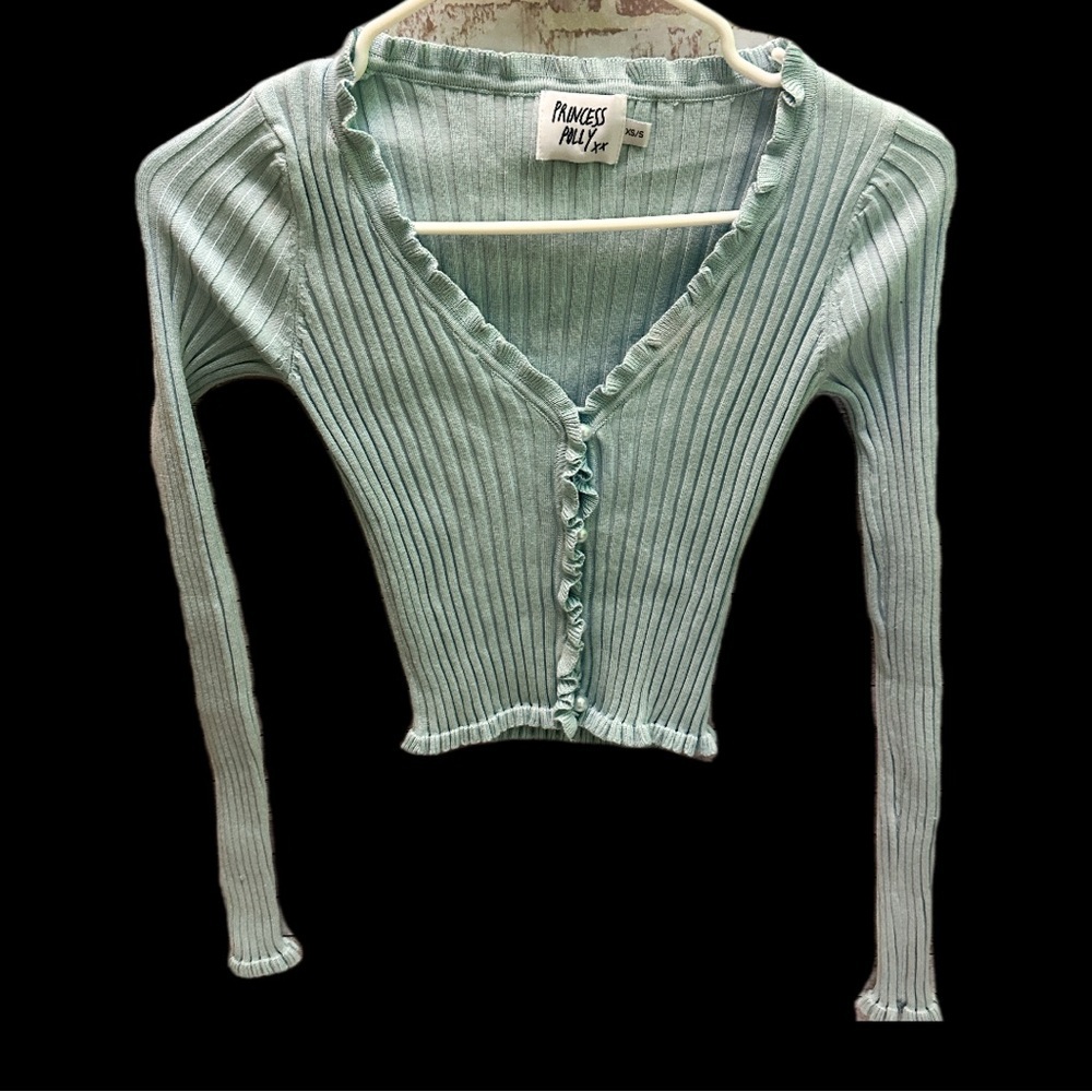 Princess Polly Light Blue Ribbed Top size XS/S